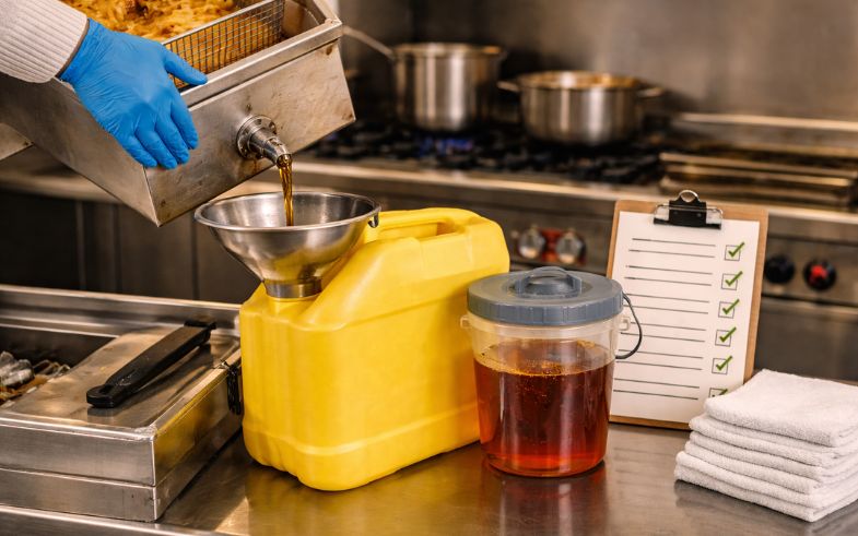 ¿Cómo influye la gestión del aceite usado en la eficiencia operativa de una cocina profesional?